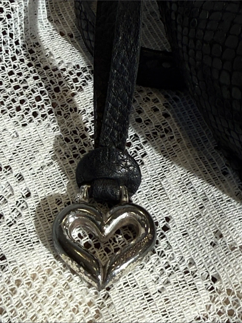 Brighton Black Snake Skin Embossed Leather Shoulder Bag